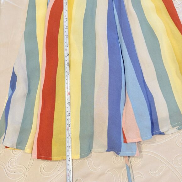 Reformation Sunburst Wrap Midi Dress Rainbow Stripe Spaghetti Strap Large Resort - Picture 9 of 9